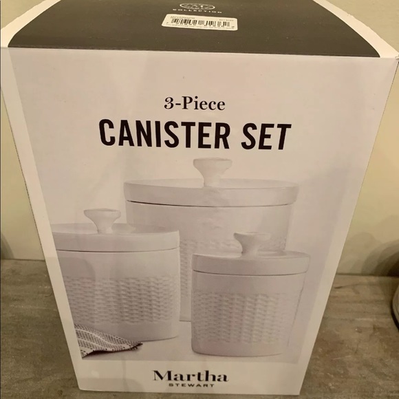 Martha Stewart 3 Piece Canisters White Farmhouse - Picture 1 of 8